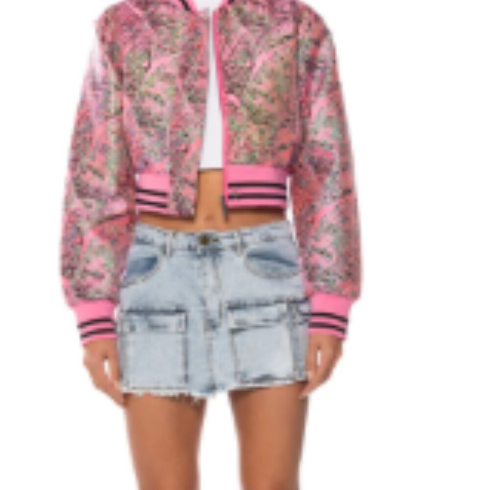 Akira BROCADE TAPESTRY SPRING BOMBER Size XL Pink - Picture 10 of 11
